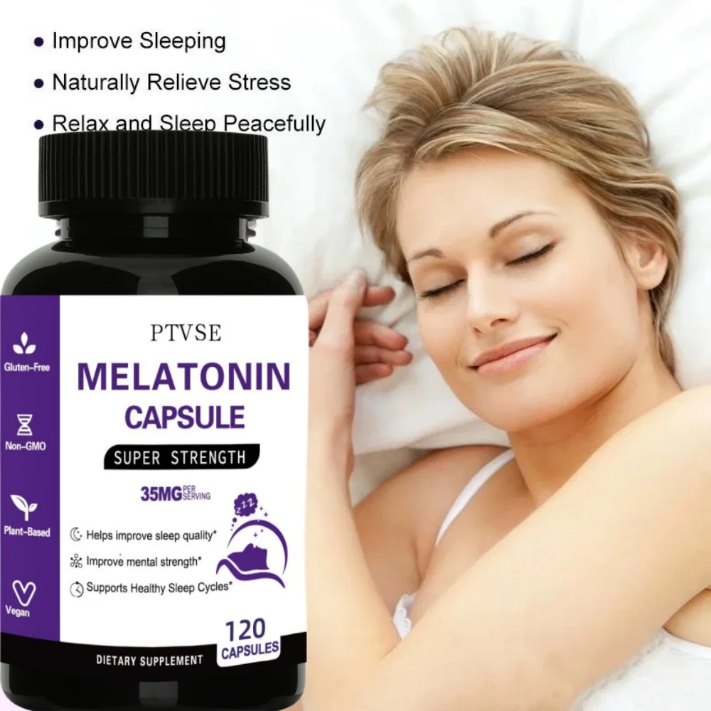 Ptvse Premium Melatonin Capsules - Assist with Falling Asleep, Promote Healthy Sleep Quality, Nighttime Support Supplement