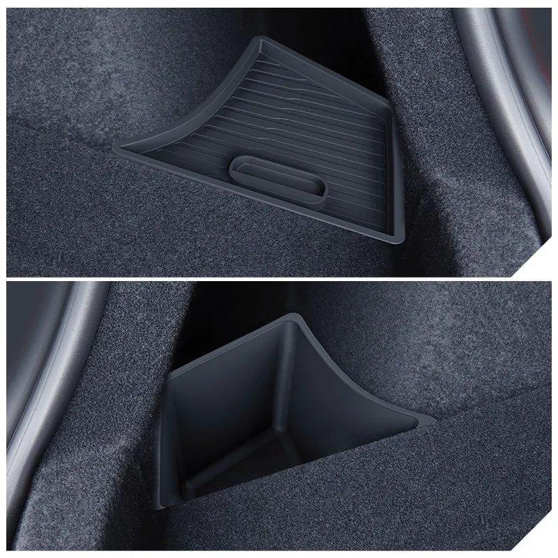 Trunk Side Storage Box for Tesla Model 3 Highland 2024 2025 Organizer Mat Accessories Anti-dirty Handle Cover Bin Car Rear Boot image 6