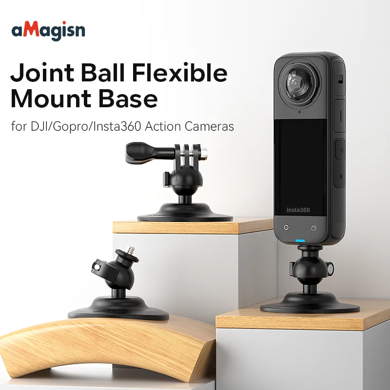 Sports Action Camera Joint Ball Flexible Mount Base for Gopro Insta360 Conector Strong Adhesive Tape Helmet Support Bracket Kit