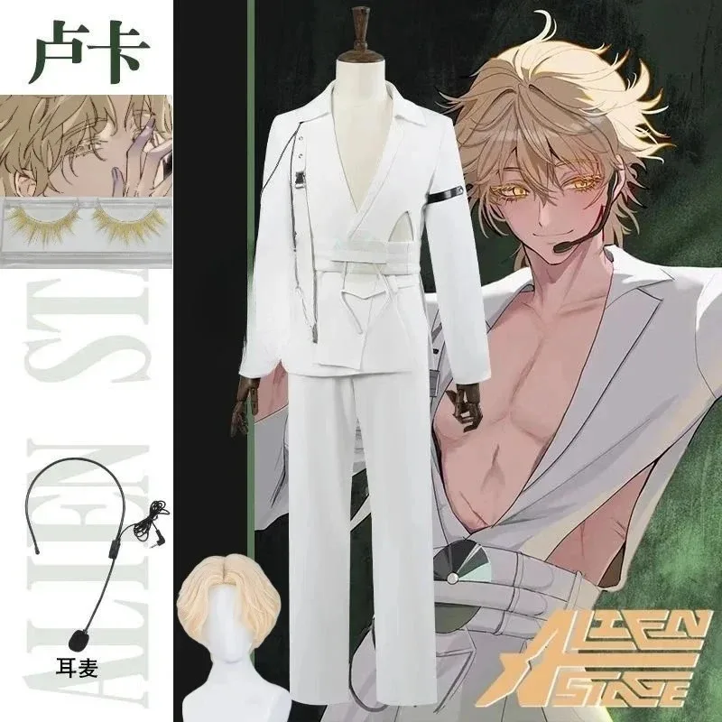 

Alien Stage Luka Fashion Cosplay R7 Blink Gone Suits Costume Wig Party Performance Uniform White Suit Halloween Outfit 2025 ty'4