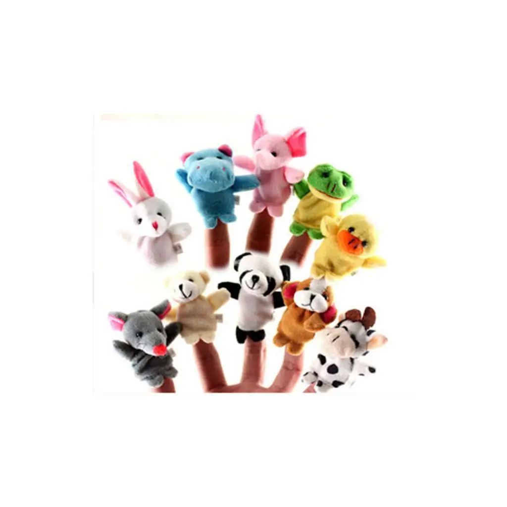 Multicolor Plush Finger Puppet Set Zoo Farm Animal Hand Glove Toys Wool Knit Educational Development Toy for Toddlers Creative