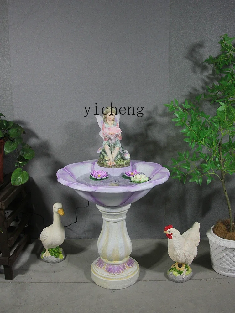 TQH European flower fairy sculpture fountain outdoor courtyard decoration landscape pool villa fish pond landscaping