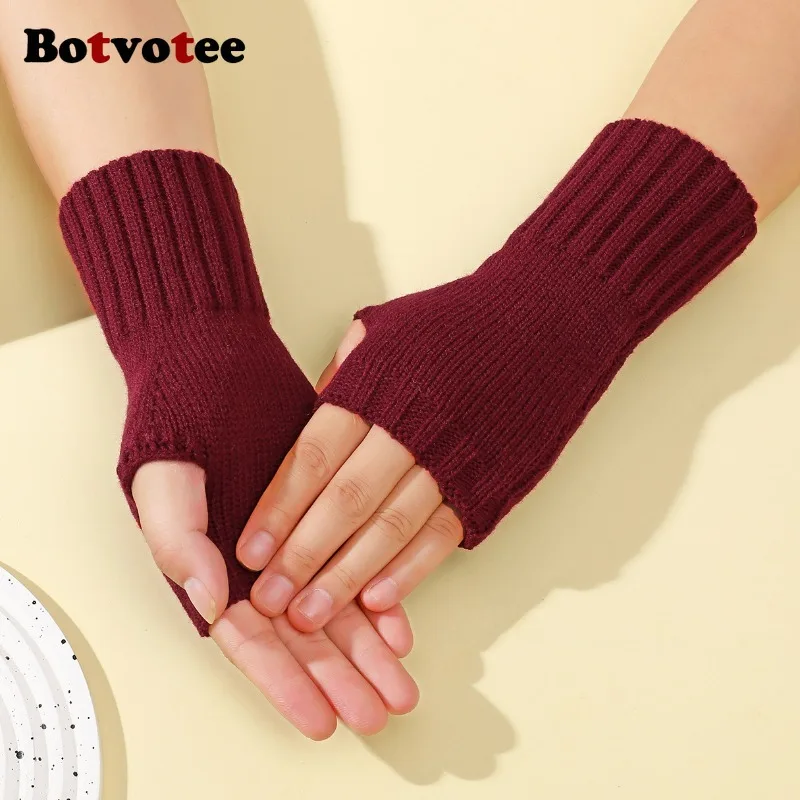Botvotee Y2k اكسسوارات الأكمام للنساء مدفئات للذراع شحن مجاني الباردة المقاومة شتاء دافئ متماسكة الأكمام أصابع قفازات