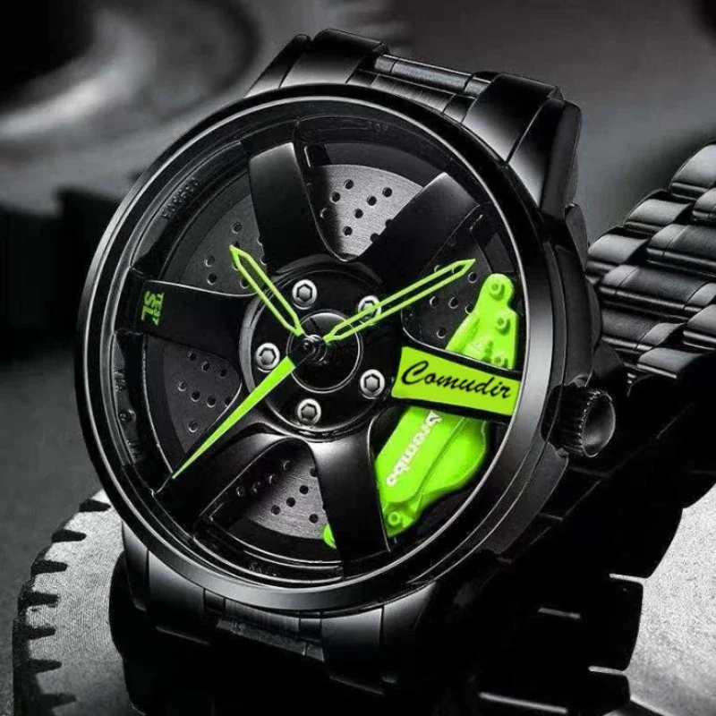 Fashion Men Watches Hollow 3D Wheel Watch for Men Women Dress Watch Racing Style Anti-scratch Mirror Waterproof Male Wristwatch