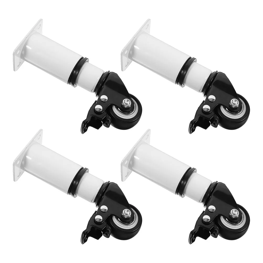 4Pcs Premium Adjustable Furniture Legs with Reinforced Metal Construction and Dual-Function Casters for Cabinet Dresser Bed
