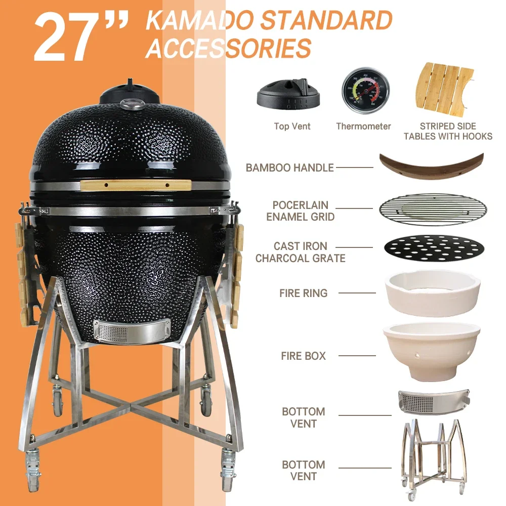 Auplex Ceramic BIg Green Kamado 27 29 inch Outdoor Cooking BBQ Egg Charcoal Smoker Barbecue Grill