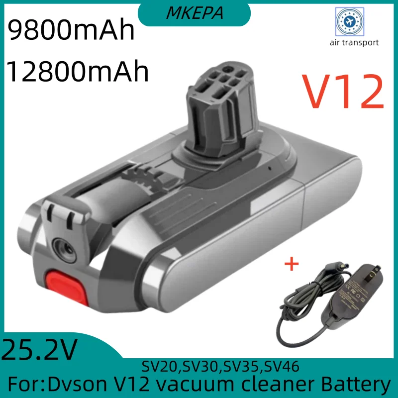 25.5V 9800mAh 12800mAh battery for For Dyson V12 Detect Slim Cordless Compatible Models SV20, SV30, SV35, SV46 Vacuum Cleaner