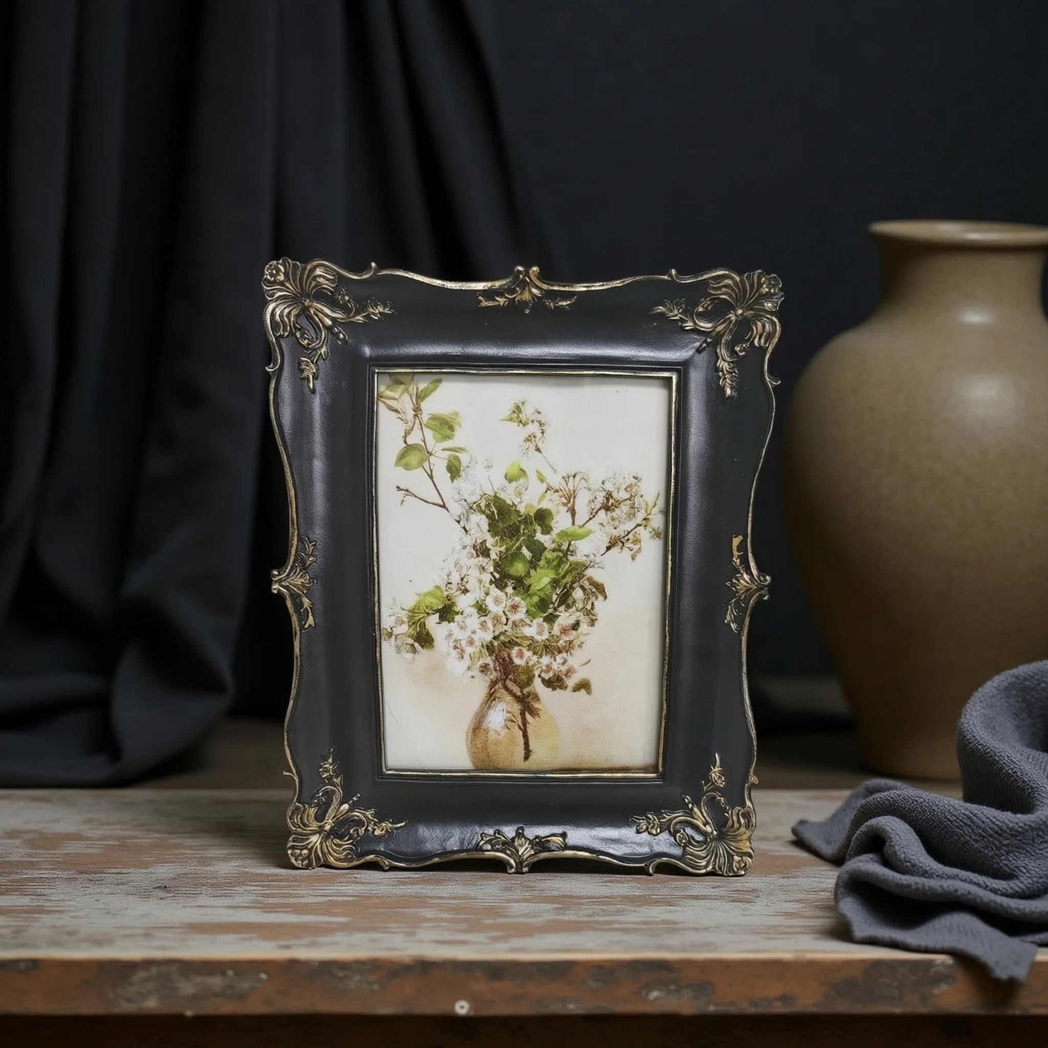 Vintage Wall Frame Ornate Tabletop Frame French Style Classic Decorative Carved Resin