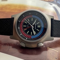 NEW Merkur Dual Crown Pilot Skin Diving Watch 100m Retro Manual Mechanical Watches for Men Watch Vintage 42mm Reloj Hombre