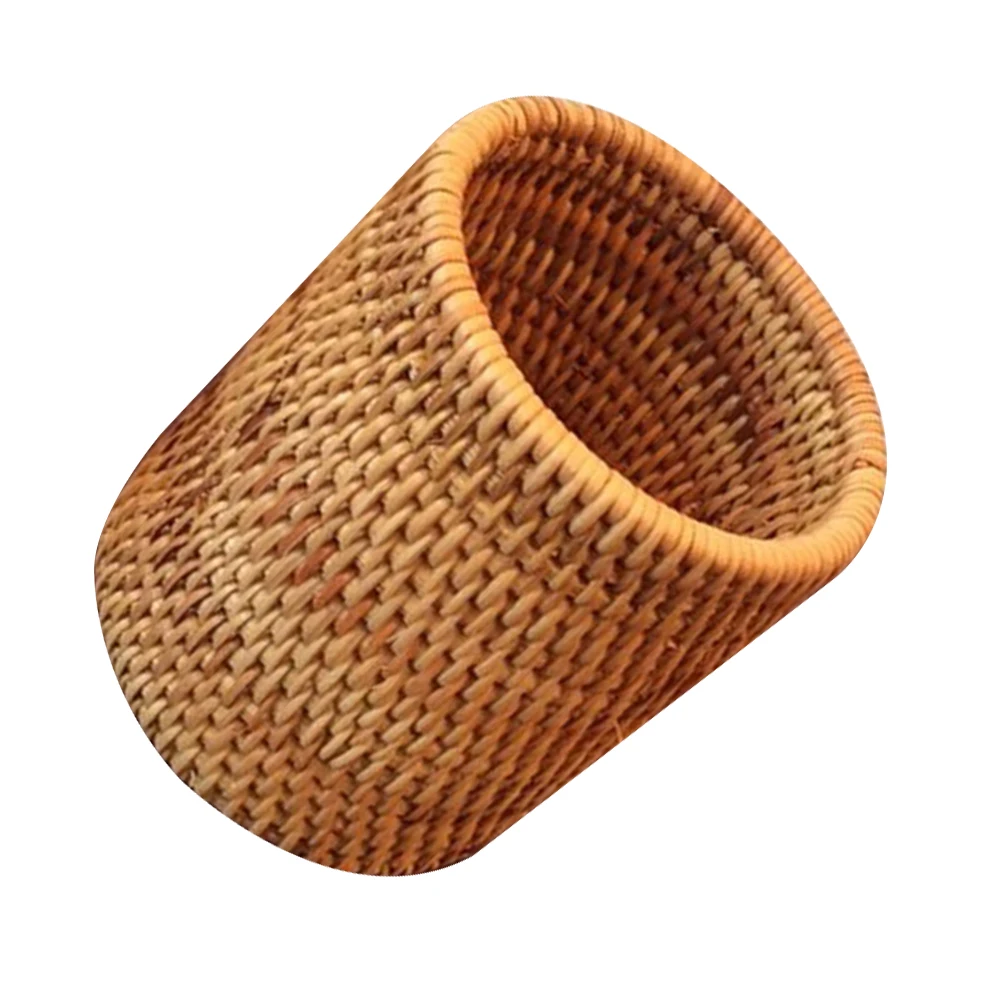 

Rattan Woven Tea Set Storage Container Unique Polishing Edge Multi Purpose Long Life Gift Pen Holder Desk Decor Bamboo Tea Set
