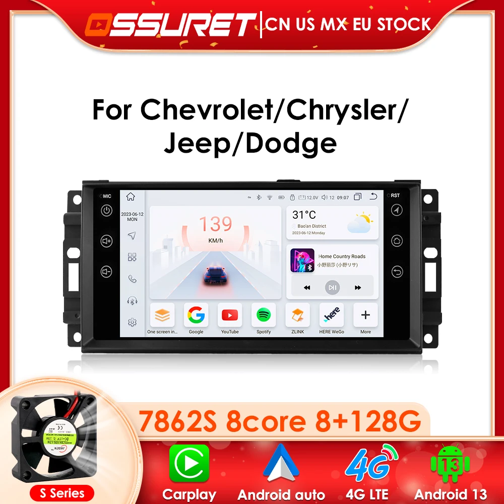 

Автомагнитола 2DIN 8G + 128G для Jeep Cherokee Chevrolet Chrysler Compass Wrangler Dodge Journey Avenger Радио стерео DSP