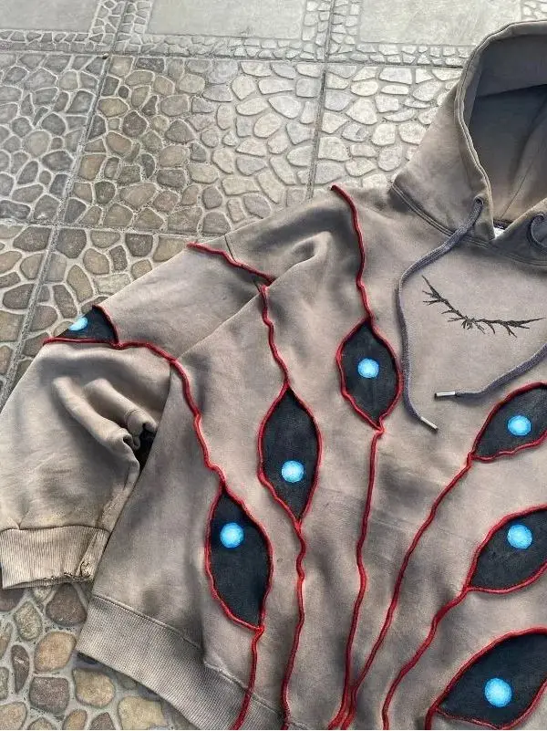 

Heavyweight Hoodie Sweatirt ex Y2K Harajuku Loose Fit Overhead Stripe Embroidery Trendy American Brand Streetwear