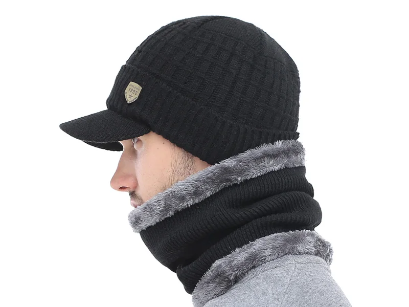 Gestrickte Hut Skullies Beanies männer Winter Hüte Für Männer Schal Kappe Frauen Winter Beanie Hut Beany Männlich Homme Gorro motorhaube Kappen – Detail 4