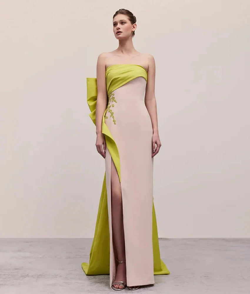 

MCDV Индивидуальное изящное трикотажное прямое вечернее платье с аппликацией, темпераментное вечернее платье без рукавов длиной до пола, вечерние платья