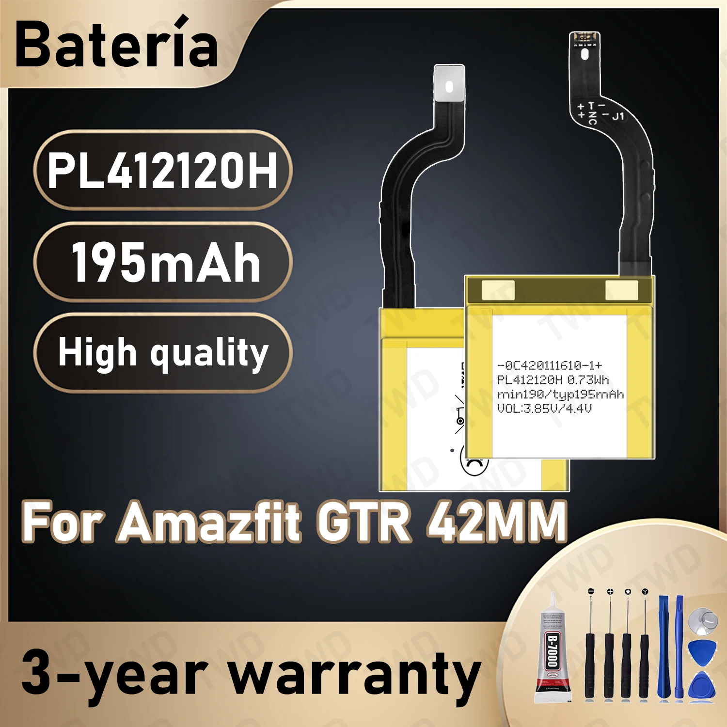 PL412120H Large capacity Battery For Huami Amazfit GTR 42MM Batteries New High Quanlity+Free Tools