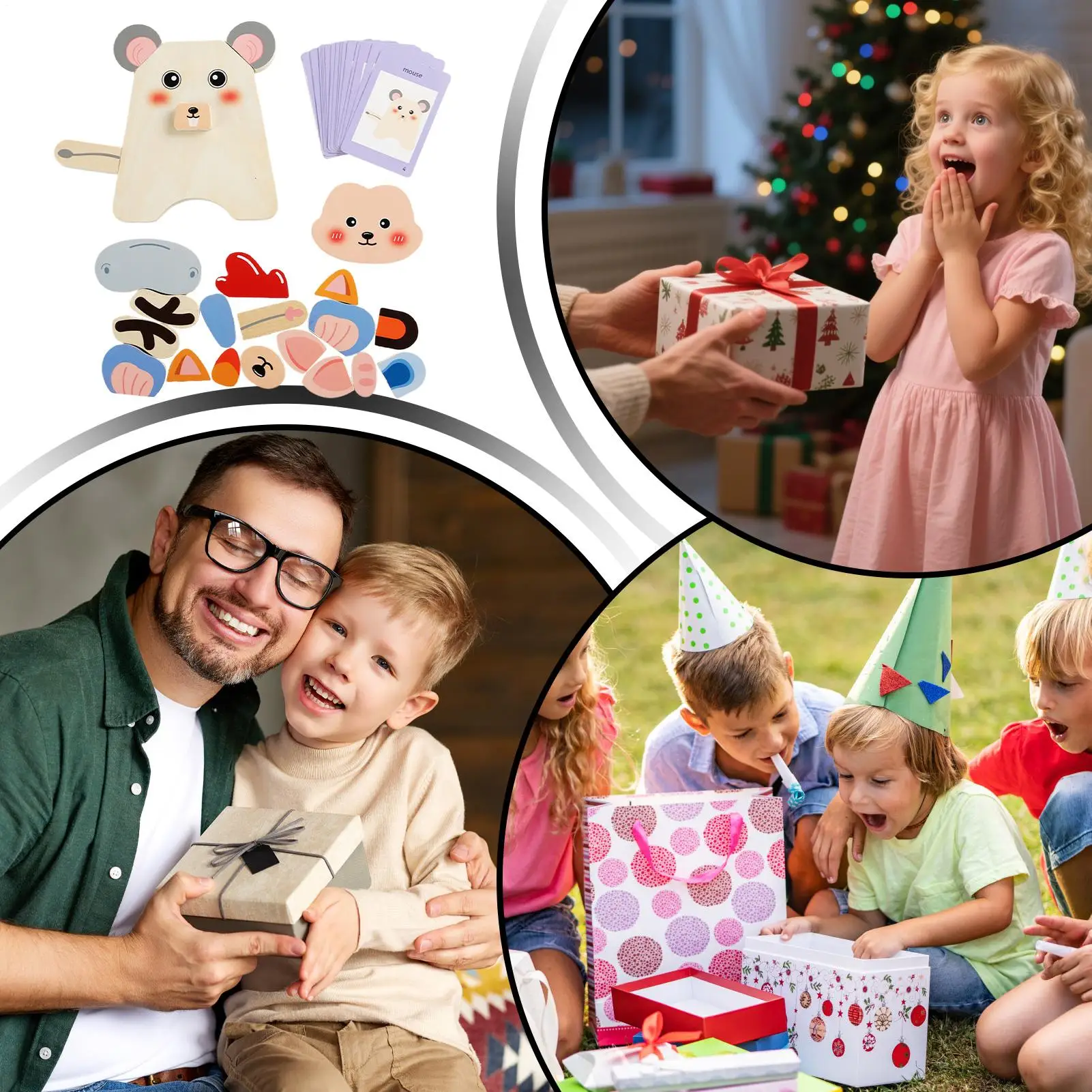 Quebra-cabeças de madeira para crianças, rosto de animal, jogos de quebra-cabeça, atividades sensoriais interativas para crianças, meninos, meninas, estudantes