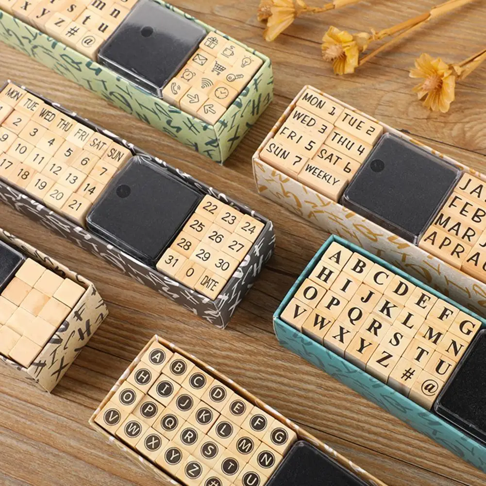 Sellos de madera de sello Retro Para álbum de recortes, letras, números, papelería, artesanía, decoración de álbumes de recortes