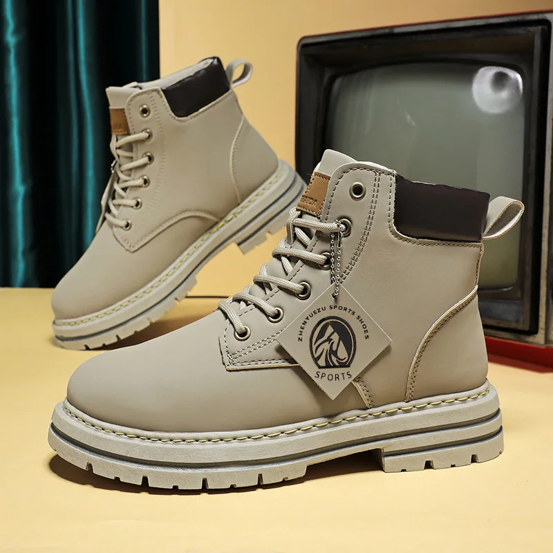 Size 48 Mens Shoes High Top Platform Boots for Men Fashion Leather Motorcycle Boots Cowboy Boots Trendy Men's Shoes Botas Hombre