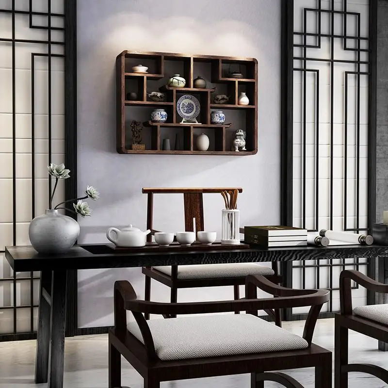 Bogu Rack Hanging Wall - Duobao Ge  Chinese Tea Rack, Wall Mounted Storage Rack for Tea Set, Classic Tea Cup