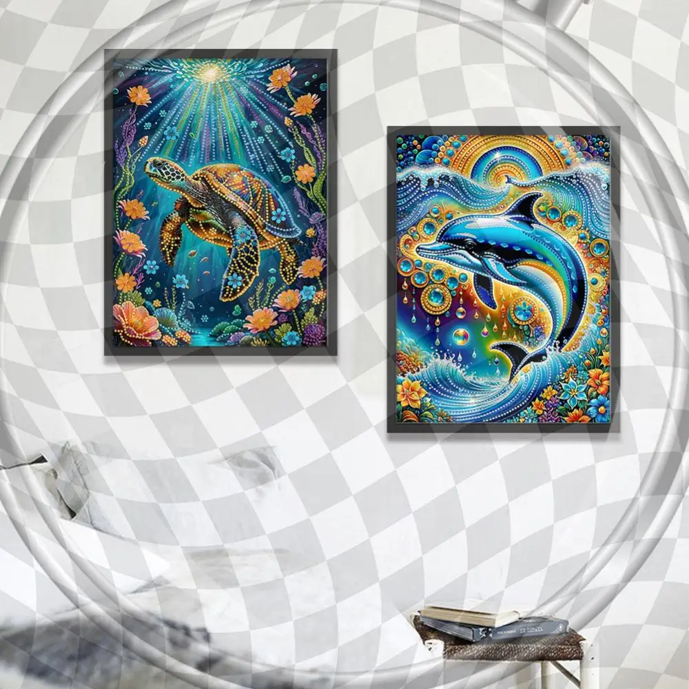 

4Pcs 30x40cm Marine Animal 5D DIY Special Shape Crystal Partial Diamond Painting