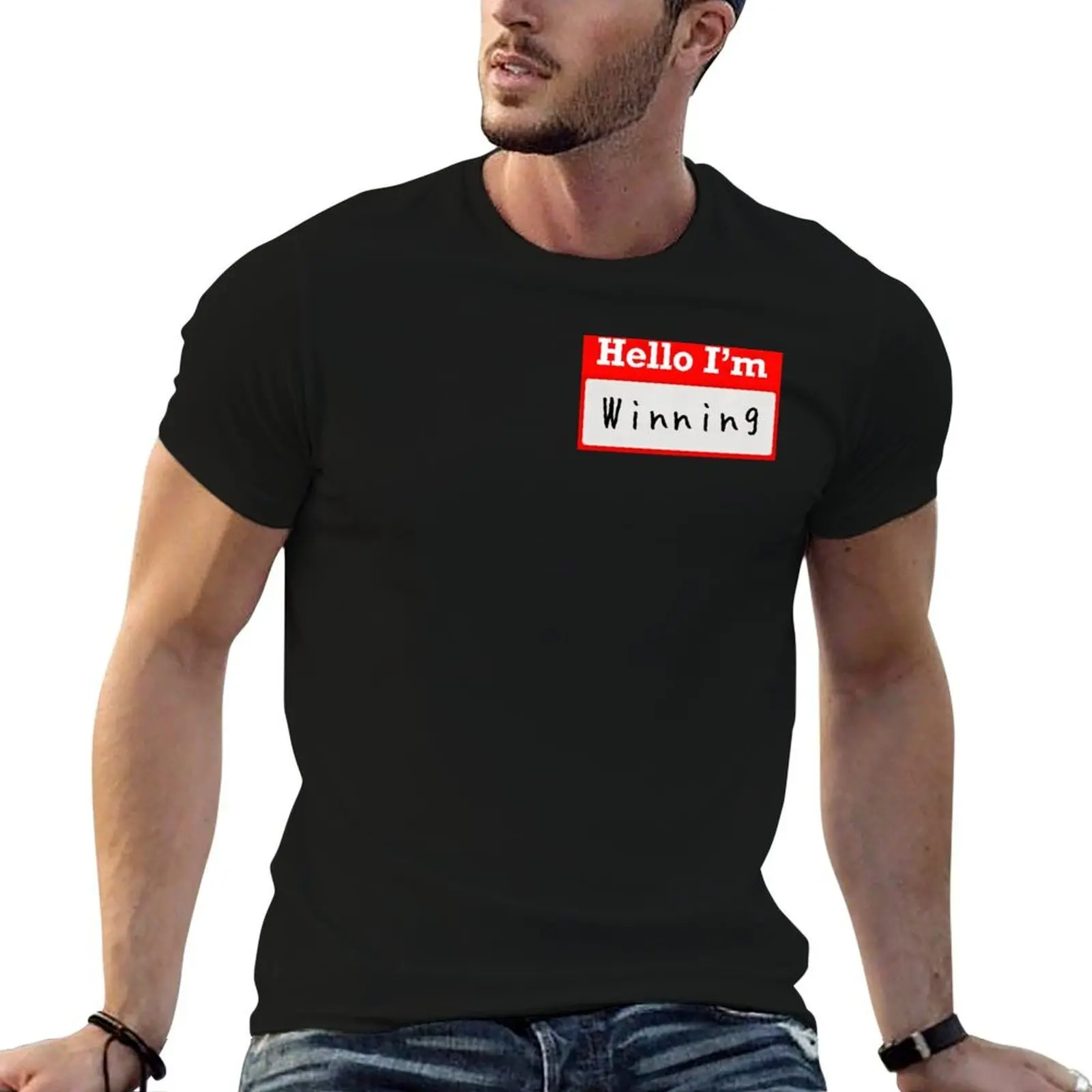 Hello I’m “Winning” - Name tag T-Shirt funny shirt cotton vintage anime shirt t shirt men 100℅ cotton