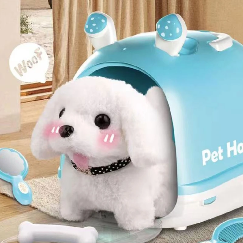 Soft Comfortable Plush Electric Dog/Rabbit Toy Safe Robot Animal Toy for Kids Gentle Touch Roleplay Parenting Game Toy 15UB