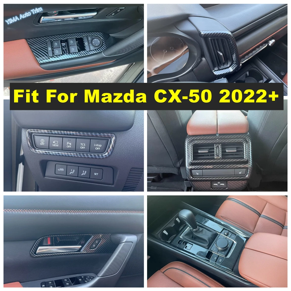 

Window Lift Button / Air AC Vents / Headlight Switch Decor Cover Trim For Mazda CX-50 2022 2023 2024 Carbon Fiber Accessories