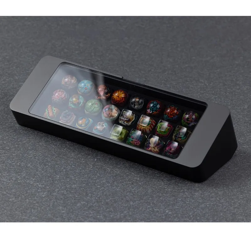 Mifuny KBDfans Keyboard Custom Resin Personalized Keycap Box Storage Display Box Bliss Metal Anode Silicone Glass for Office