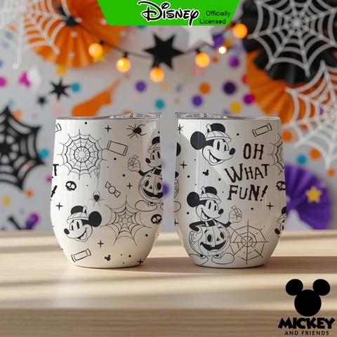 1pc 12oz Disney Mickey Mouse Halloween Pumpkin Skull Stainless Steel Wine Tumbler Portable Drinkware Cup for Home Outdoor Office