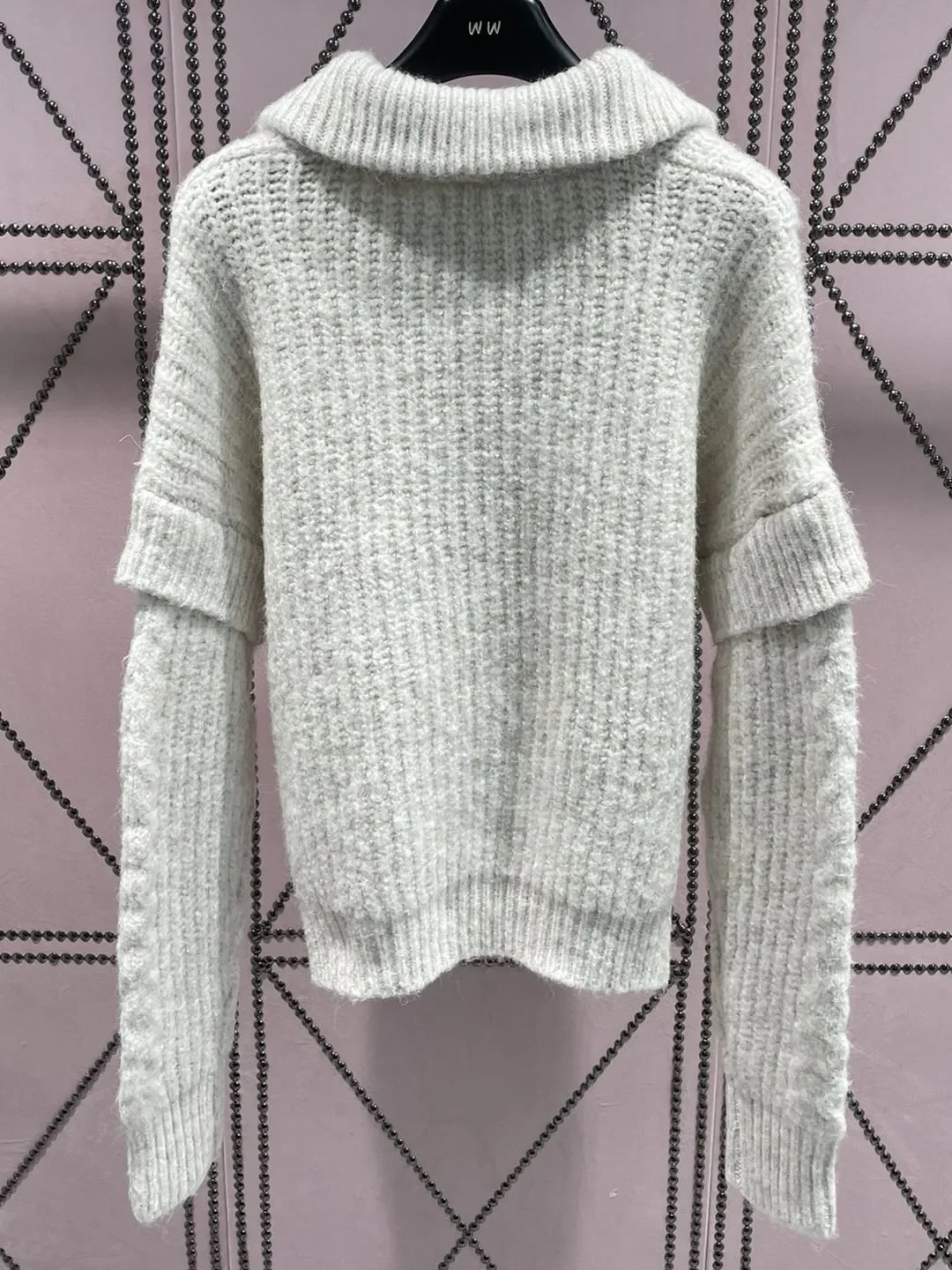 

Autumn New High end Lazy Style Half Pull Chain Neck Knit Sweater