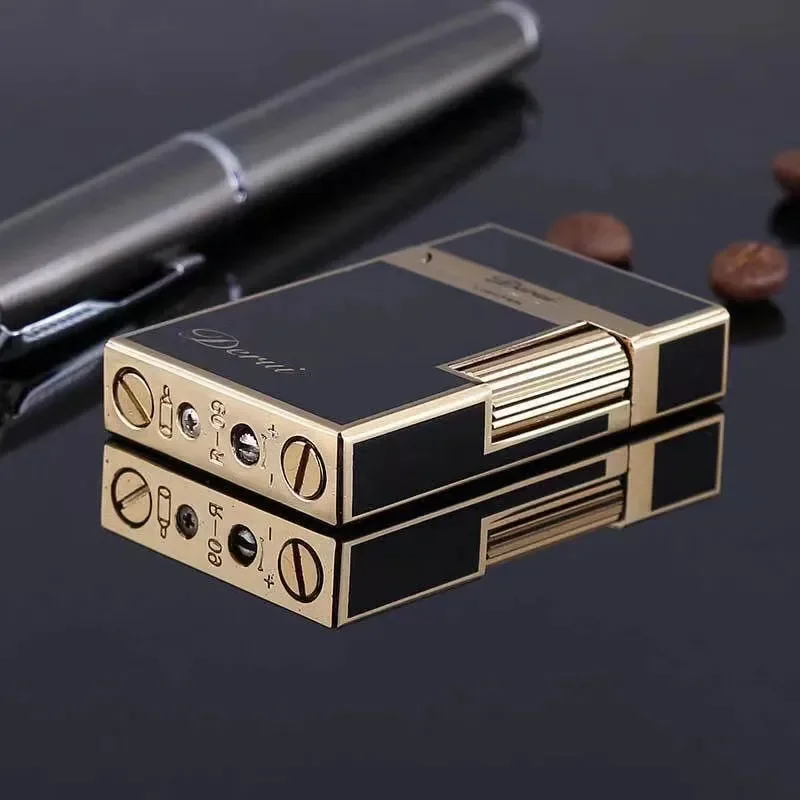 Hot Selling New Derui Lighter Creative Butane Gas Windproof Straight Metal Lighter Men\'s Fun Gift Toy Cigarette Lighter