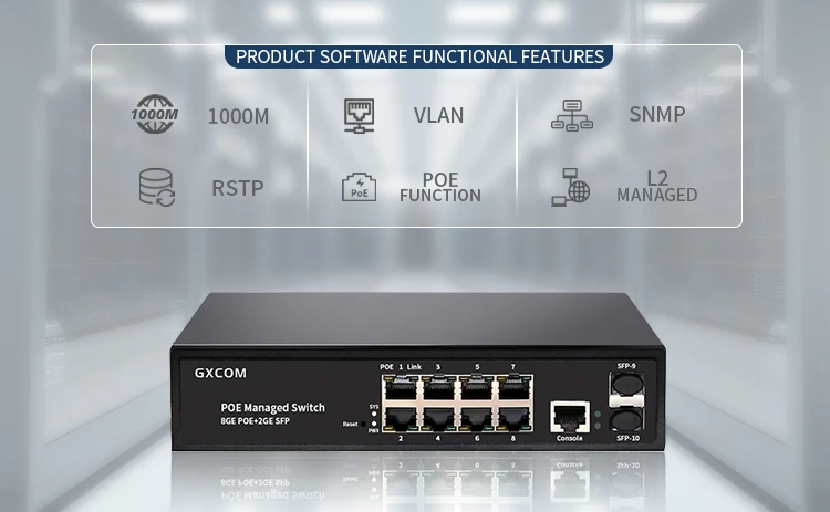 L2 Managed 8 Port 10/100/1000Mbps Managed PoE Switch with 2SFP