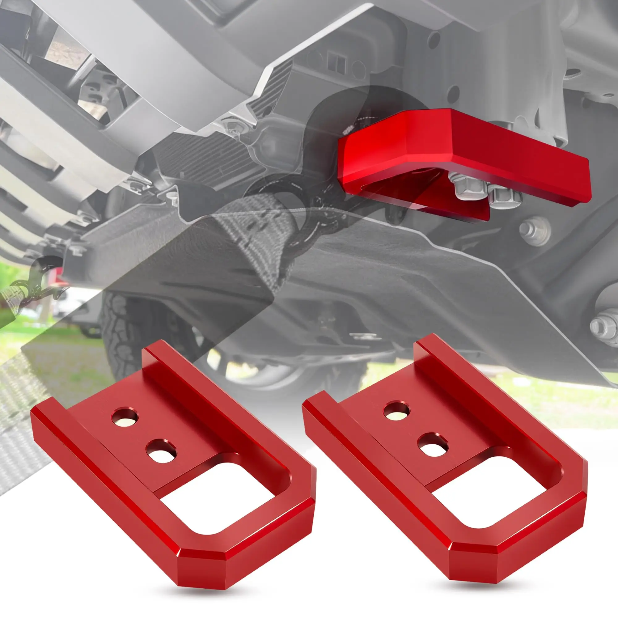

Red Heavy-Duty Aluminum Front Tow Hooks For Toyota Tacoma 2024-2026, 4Runner 2025-2026, Land Cruiser 250 2024-2025 – 2pcs