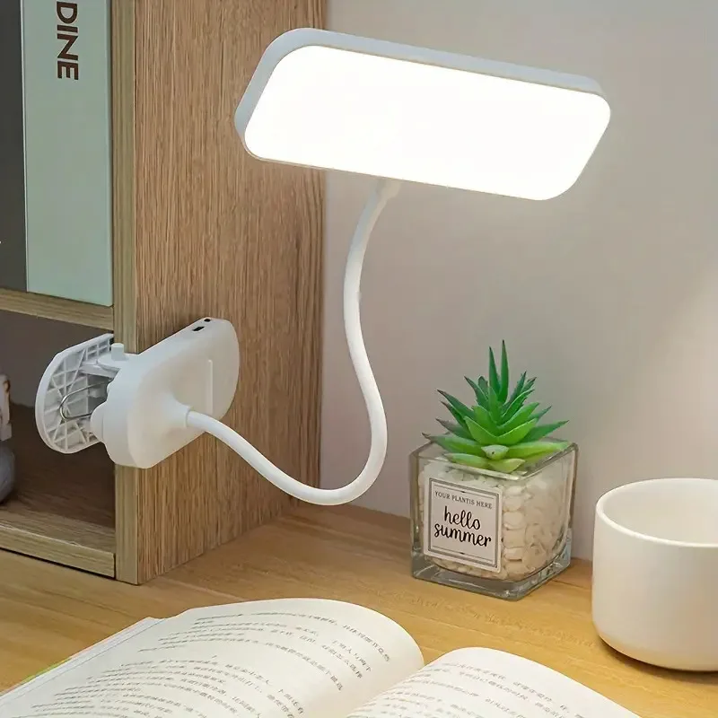 Clip-on LED USB Charging Desk Lamp for College Students, Dormitory Desk and Bedroom Reading Lamp, Suitable for Office, Study, Be