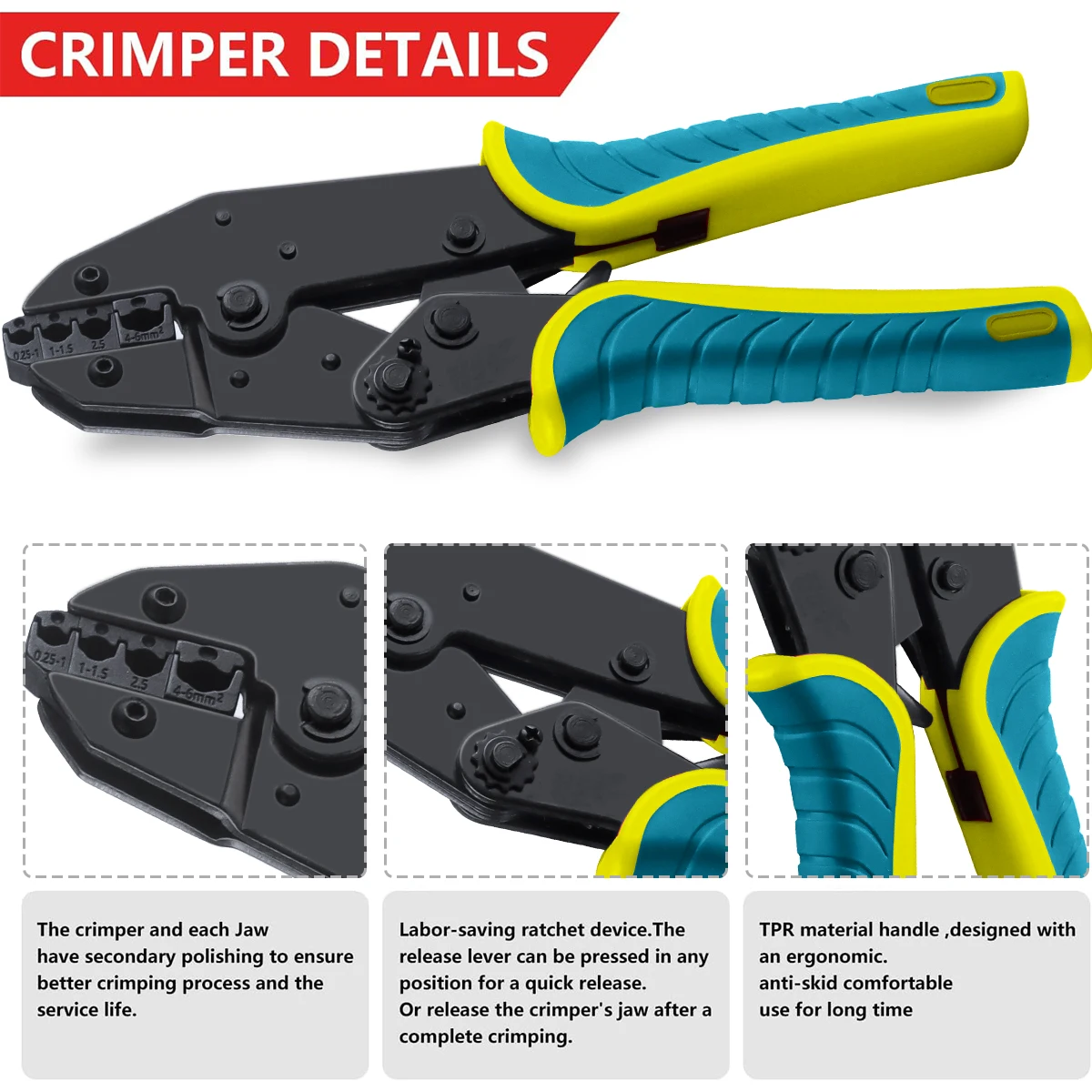 VK-40J Crimping Pliers Clamp Tools Cap/Tubular/coaxial Cable Terminals Kit 230mmMulti-Functional Crimping tool Hand Jaws Set