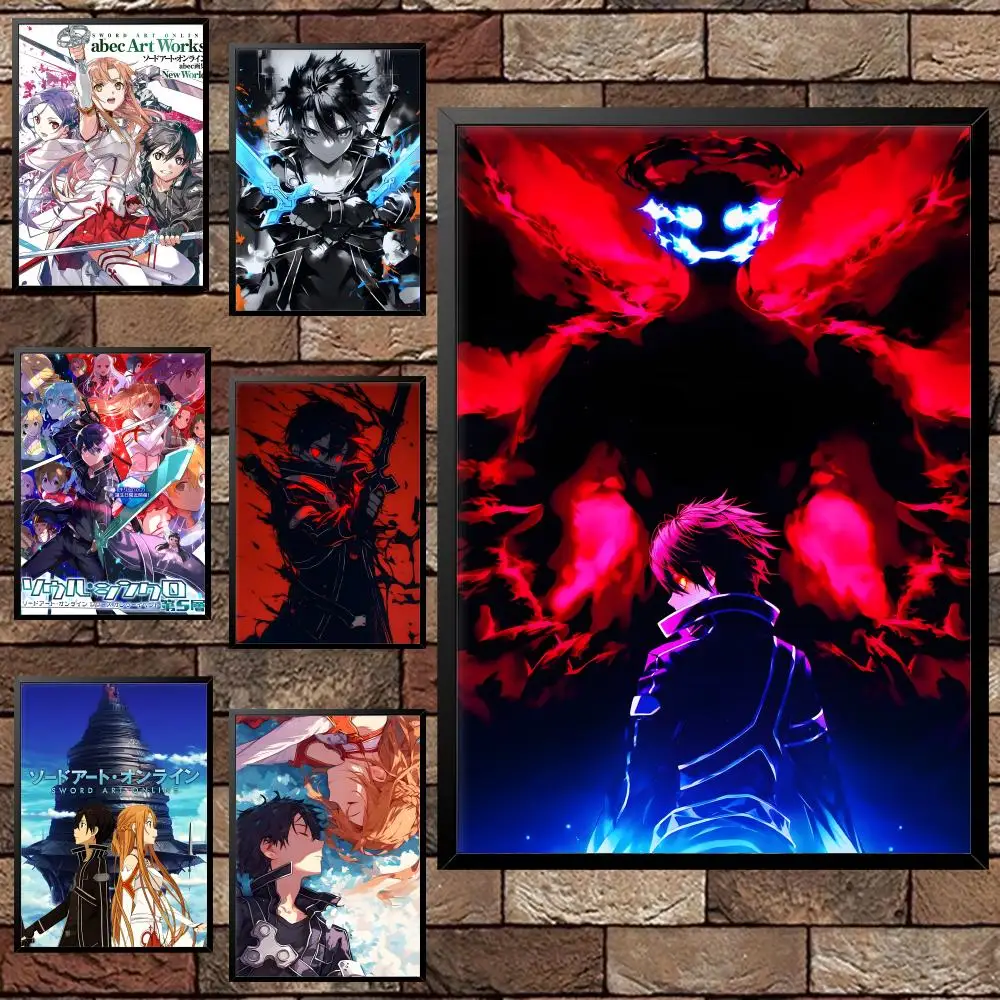 ملصق Sword Art Online SAO عالي الدقة متعدد الاستخدامات مقاوم للماء لتزيين الحائط ذاتي اللصق لأي مساحة هدية مثالية