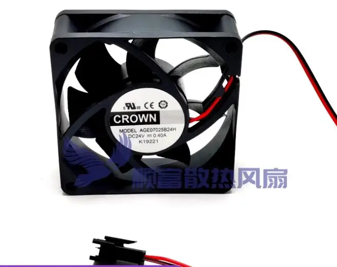 

CROWN AGE07025B24H DC 24V 0.40A 70x70x25mm 2-Wire Server Cooling Fan