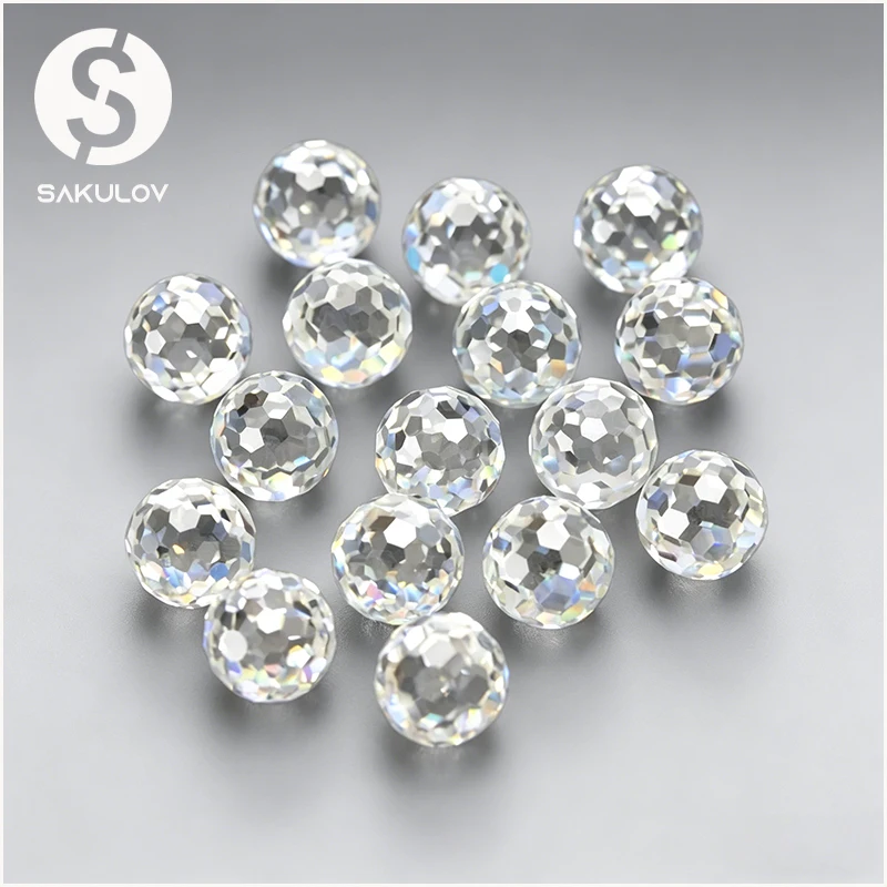 

Wholesale Full Size White Moissanite Beads 4.0mm-9.0mm Hand Cut Spherical Stones for DIY Jewelry No Certificate