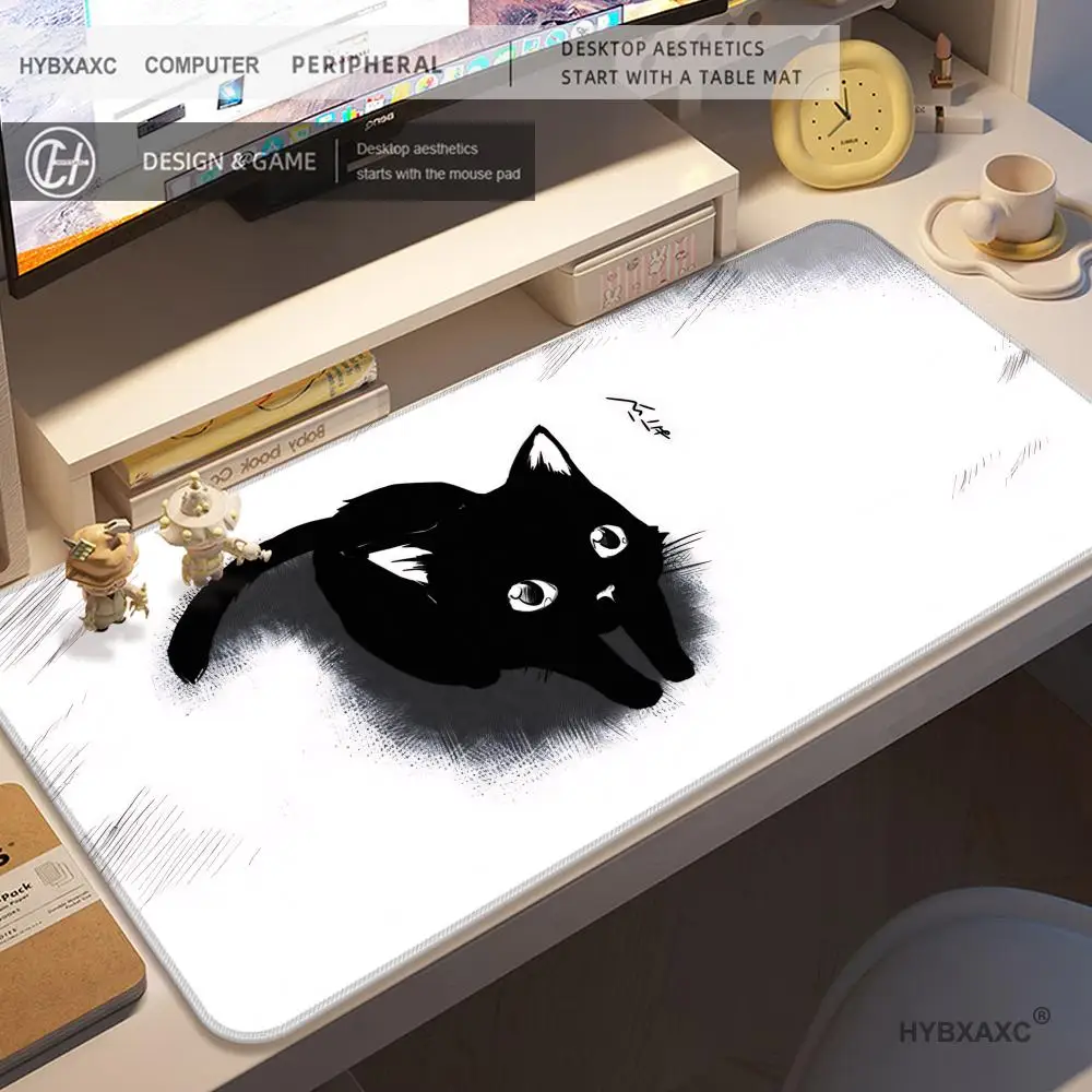 HYBXAXC Ink Cat Mouse Pads 900x400 Kawaii Custom Table Mats Computer Mousepad Company Big Desk Pad Large Cute Gamer Mousepads