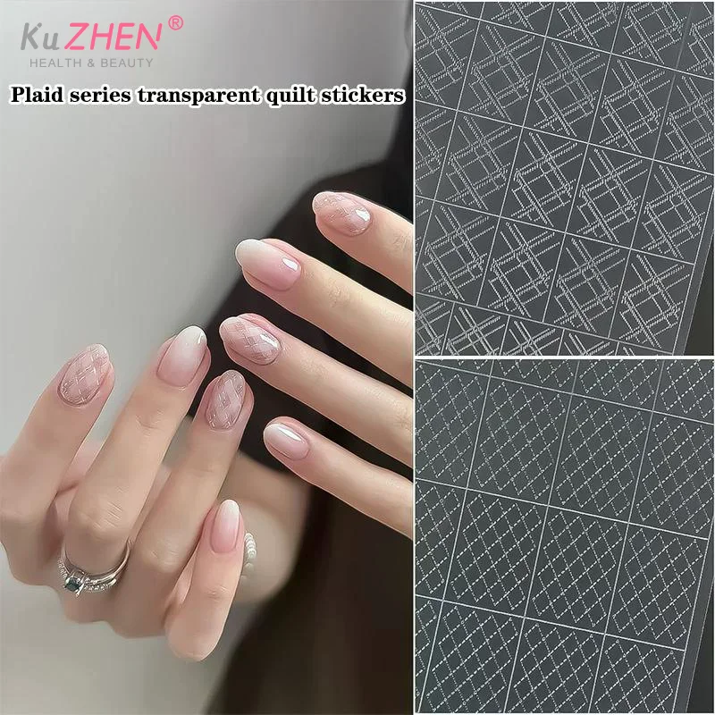 French Stripe Rhombus Hollow Out Nail Art Stickers Template Stamp Manicure Decals Nail Charm Decoration DIY