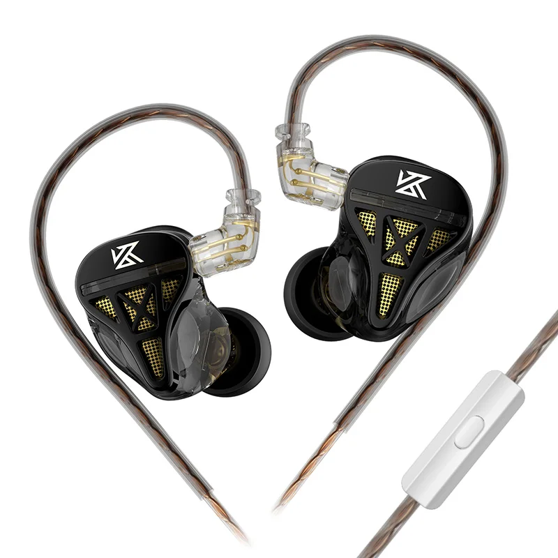 KZ-DQS Metal Fones De Ouvido Com Fio, In Ear Monitor Earbuds, Hifi Headset, Sport Game, Música Fones De Ouvido com Microfone, Cabo Destacável