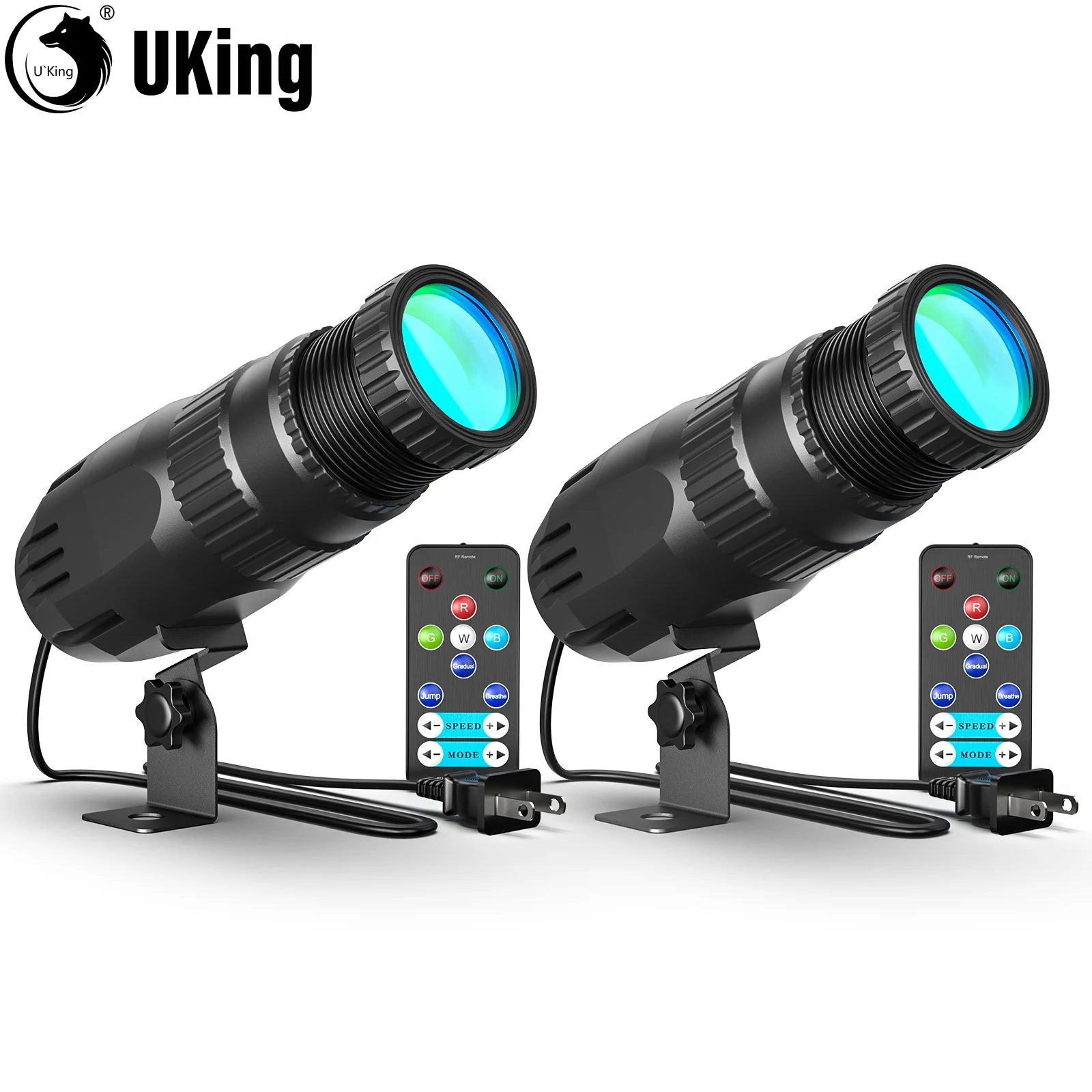 U'King 2Pcs 10W LED Mini Spotlight With Remote Manual Focus RGBW Pinspot Stage Light For DJ Disco Bar Club Show Wedding Party