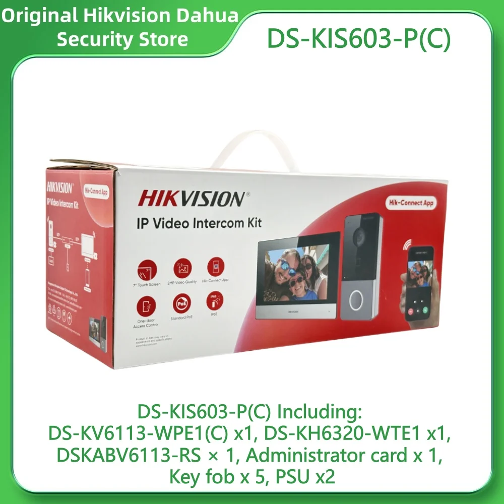 Hikvision DS-KIS603-P(D) Video Intercom Kit DS-KV6113-WPE1(C) POE/Wifi Villa Door Station DS-KH6320-WTE1 (B)Based Indoor Station