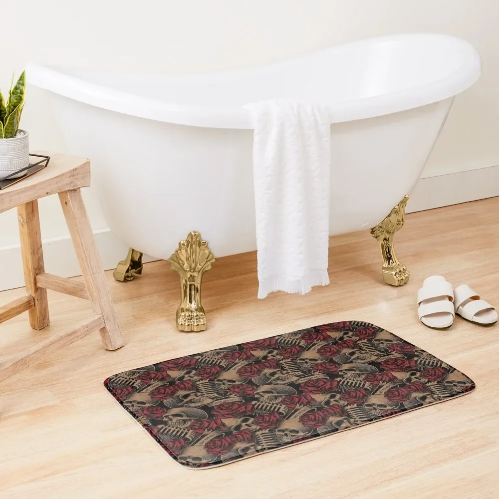 

Skulls and Roses Bath Mat Accessories For Shower And Services Absorbent Rug Carpet In The Bathroom Carpet For Home Entrance Mat