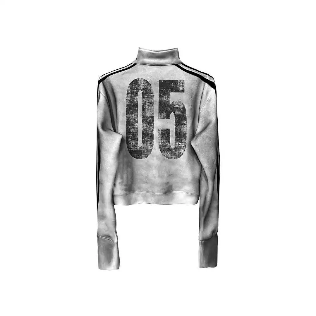 Mode Buchstaben Schädel Gedruckt Reiten Vintage Sweatshirt Cool Trend 2000er Jahre High Street Lange Ärmel Lose Hochgeschlossenen Reißverschluss Mantel