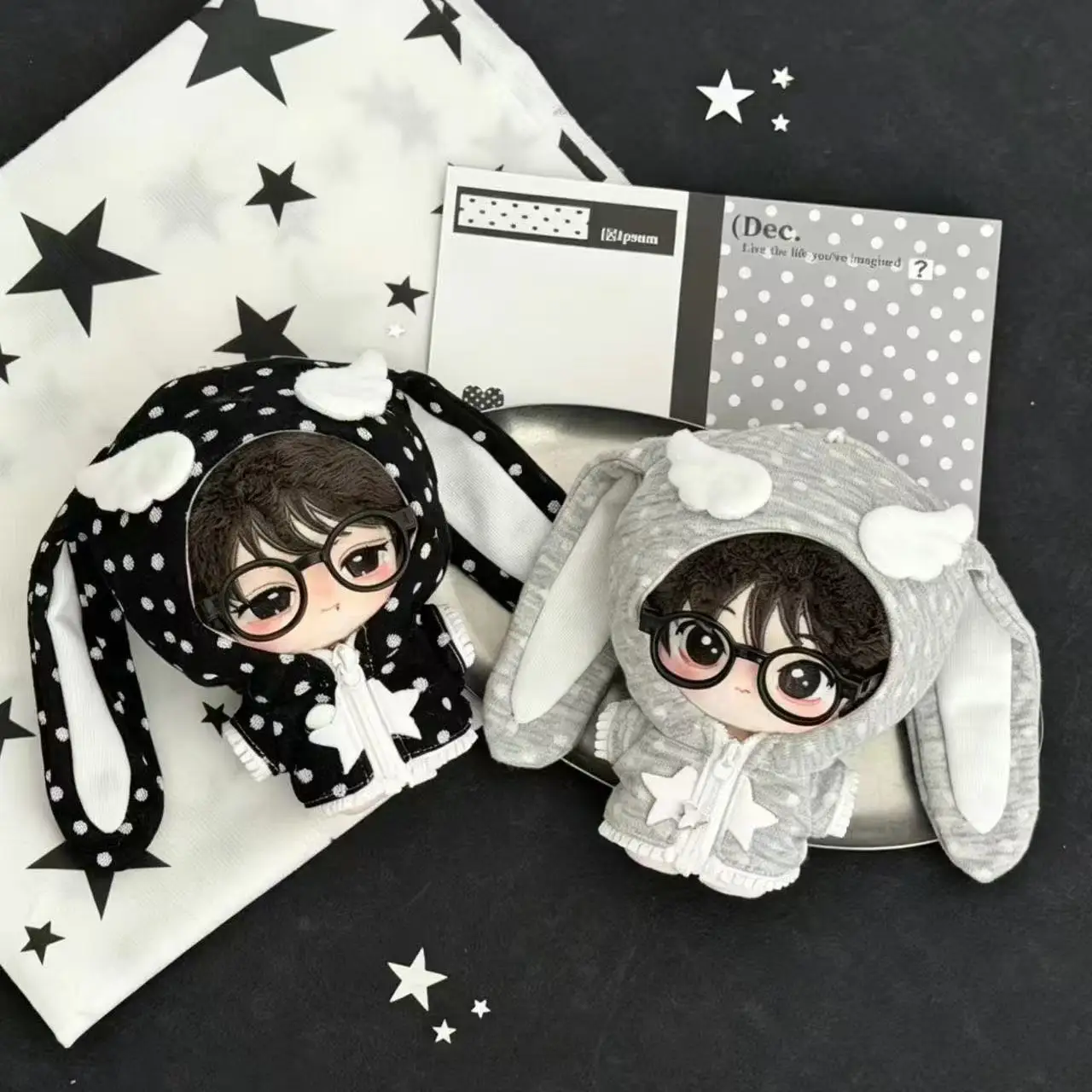 Klassische Hasen-Serie Babykleidung 10cm Baumwollpuppe - Mint Punk Bunny - Ersatzset für Strawberry Abi Bunny - Sammlerstück – Detail 7
