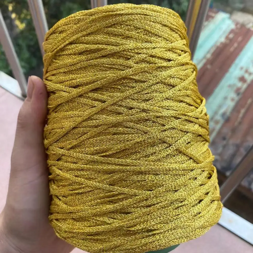 

500 г золотистой серебристой блестящей пряжи для вязания, полая пряжа, толстая пряжа для рукоделия, пряжа для вязания крючком, металлизированная хлопковая пряжа, металлизированные нити ZL64