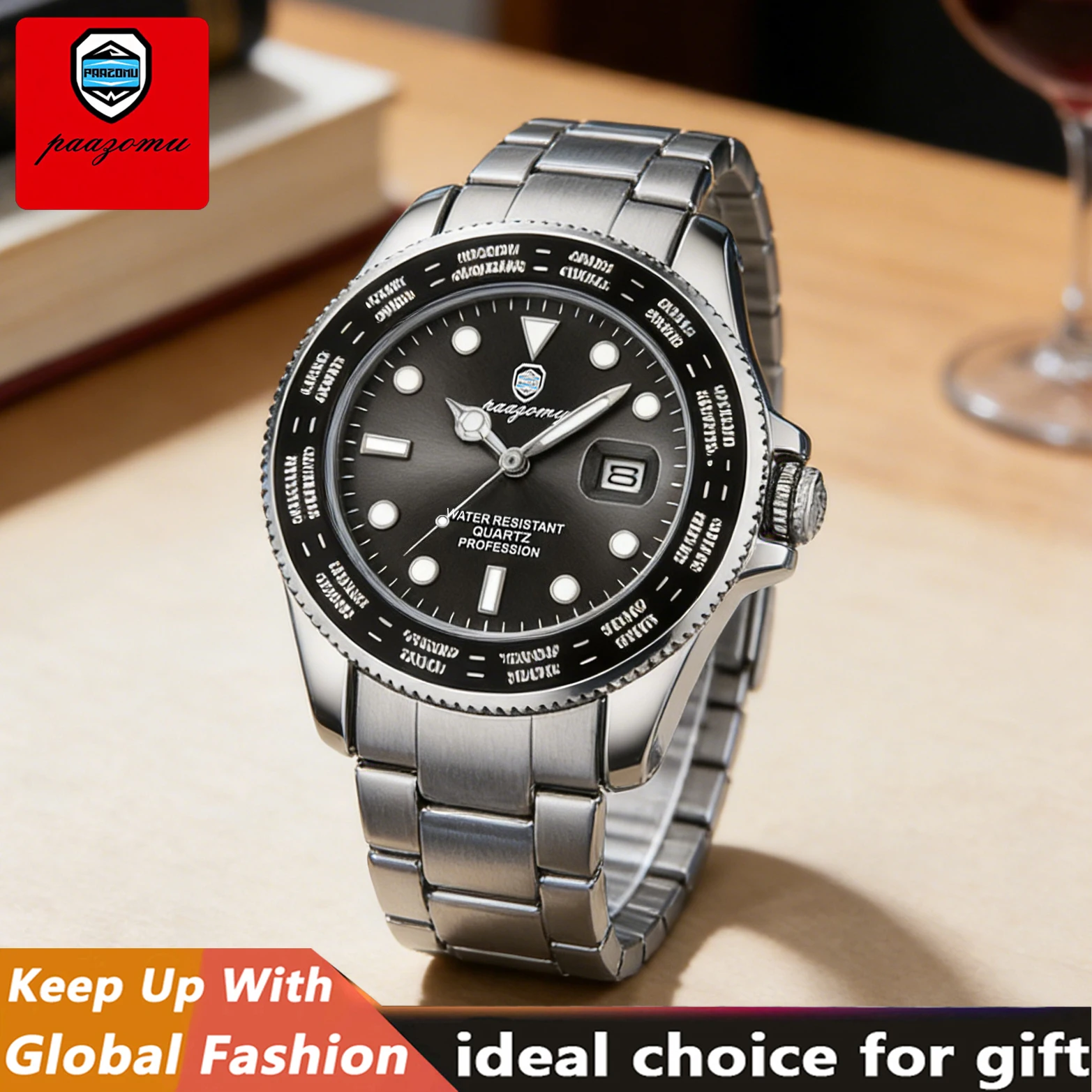 

PAAZOMU New Luxury Men's Watch Rotatable Outer Ring 42mm Luminescent Dial 30m Water Resistant Automatic Date Watch reloj hombre