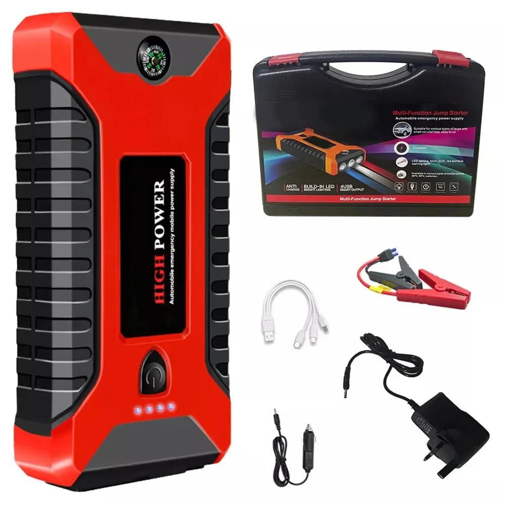 28x19x6.5cm Car Jump Starter Charge Multiple Devices Safety Features LED Flashlight Tool Bag 1000A Peak Current