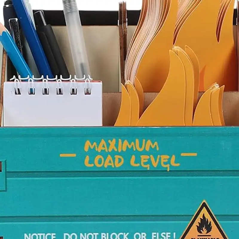 Dumpster Fire Desk Organizer Colorful Desk Pen Holder With Flame Note Cards Funny Desk Dumpster Fire Pencil Organizer Desk